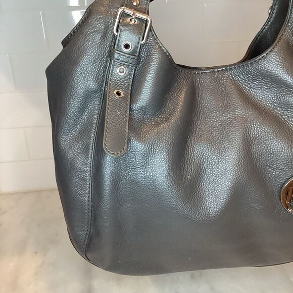 Michael Kors Bedford Belted Black Leather Satchel Shoulder Bag Handbag - Picture 4 of 15